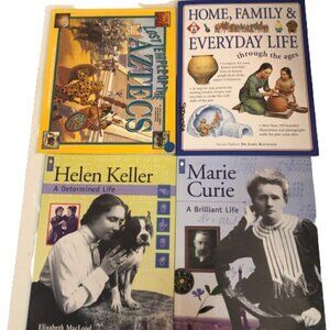 4 Educational Children's Books Marie Curie Helen Keller Aztecs Everyday Life